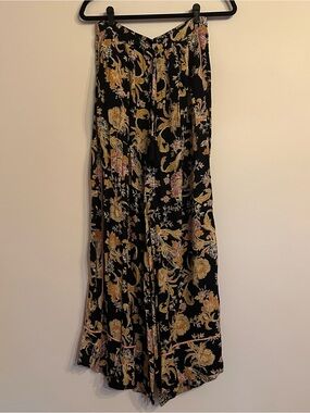 Black Floral Wide-Leg Palazzo Pants